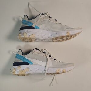 Nike React Element 55 Men's Sneakers - White/Light Blue - Size 10